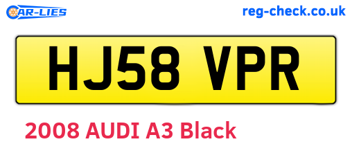 HJ58VPR are the vehicle registration plates.