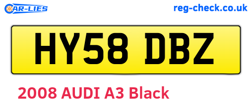 HY58DBZ are the vehicle registration plates.