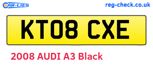 KT08CXE are the vehicle registration plates.