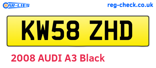 KW58ZHD are the vehicle registration plates.