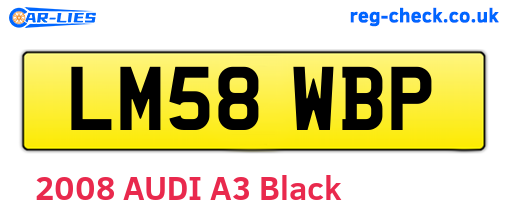 LM58WBP are the vehicle registration plates.