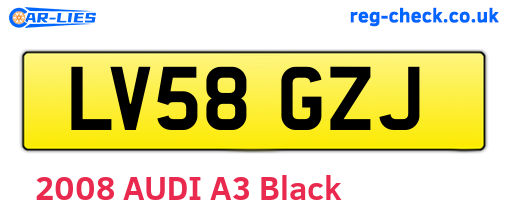LV58GZJ are the vehicle registration plates.