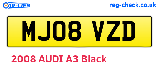 MJ08VZD are the vehicle registration plates.