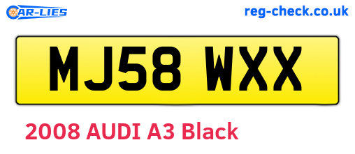 MJ58WXX are the vehicle registration plates.