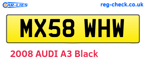 MX58WHW are the vehicle registration plates.