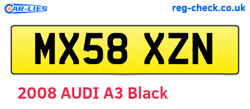 MX58XZN are the vehicle registration plates.