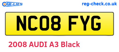 NC08FYG are the vehicle registration plates.