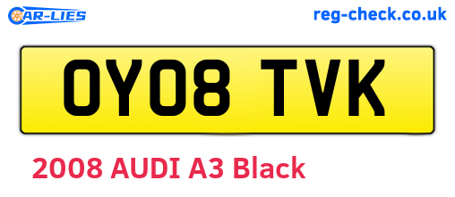 OY08TVK are the vehicle registration plates.