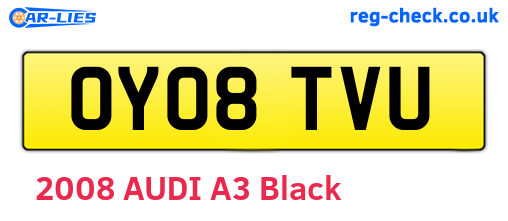 OY08TVU are the vehicle registration plates.