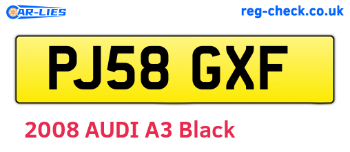 PJ58GXF are the vehicle registration plates.