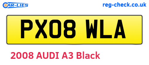 PX08WLA are the vehicle registration plates.