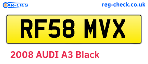 RF58MVX are the vehicle registration plates.