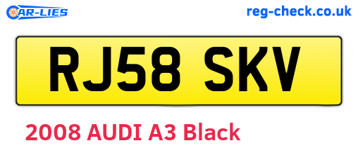 RJ58SKV are the vehicle registration plates.