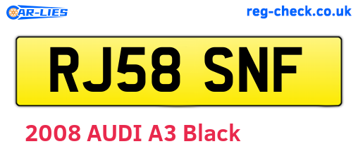 RJ58SNF are the vehicle registration plates.