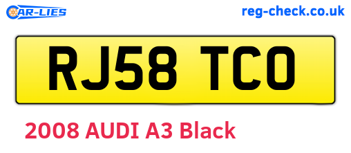 RJ58TCO are the vehicle registration plates.