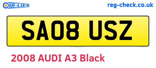 SA08USZ are the vehicle registration plates.