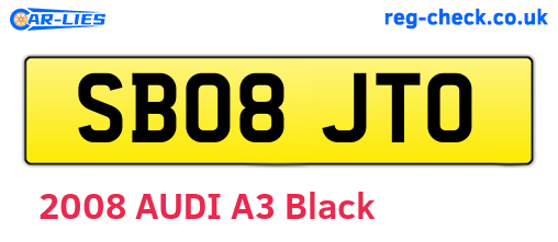 SB08JTO are the vehicle registration plates.