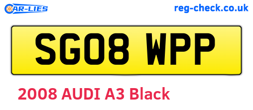 SG08WPP are the vehicle registration plates.