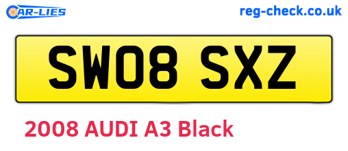 SW08SXZ are the vehicle registration plates.