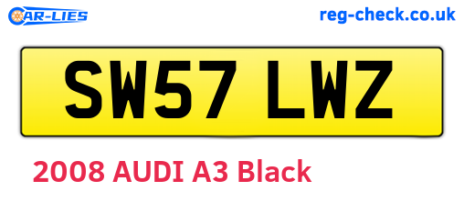 SW57LWZ are the vehicle registration plates.