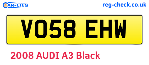 VO58EHW are the vehicle registration plates.