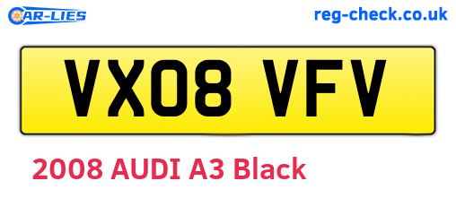 VX08VFV are the vehicle registration plates.