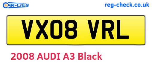 VX08VRL are the vehicle registration plates.