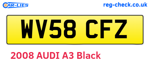 WV58CFZ are the vehicle registration plates.
