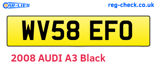 WV58EFO are the vehicle registration plates.