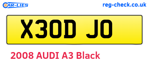 X30DJO are the vehicle registration plates.