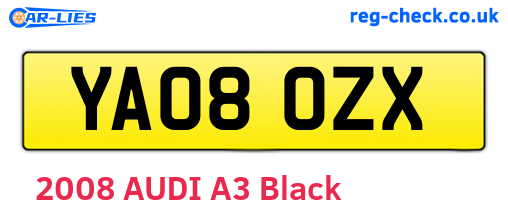YA08OZX are the vehicle registration plates.