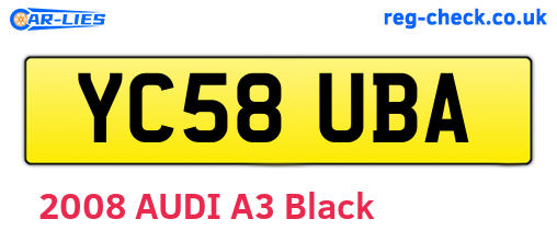 YC58UBA are the vehicle registration plates.