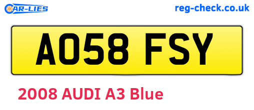 AO58FSY are the vehicle registration plates.