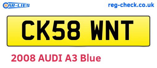 CK58WNT are the vehicle registration plates.
