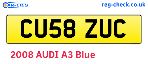 CU58ZUC are the vehicle registration plates.