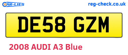DE58GZM are the vehicle registration plates.