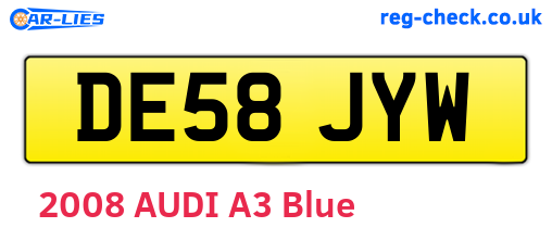 DE58JYW are the vehicle registration plates.