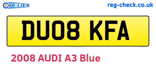 DU08KFA are the vehicle registration plates.