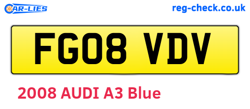 FG08VDV are the vehicle registration plates.