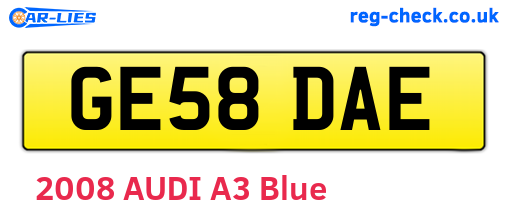 GE58DAE are the vehicle registration plates.