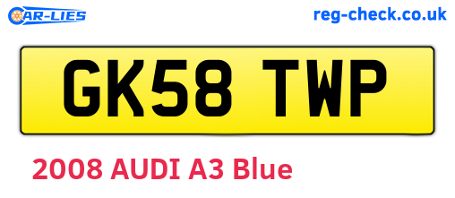 GK58TWP are the vehicle registration plates.