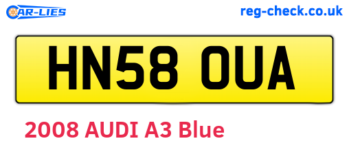 HN58OUA are the vehicle registration plates.