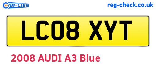 LC08XYT are the vehicle registration plates.