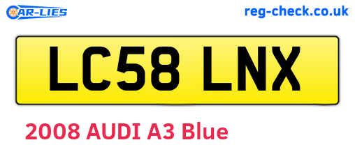 LC58LNX are the vehicle registration plates.