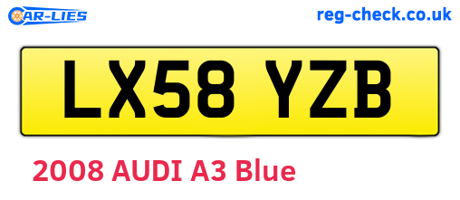 LX58YZB are the vehicle registration plates.
