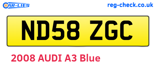 ND58ZGC are the vehicle registration plates.