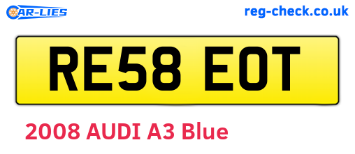 RE58EOT are the vehicle registration plates.