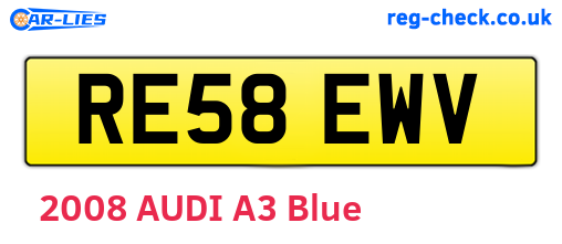 RE58EWV are the vehicle registration plates.