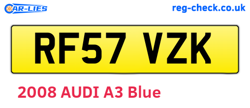 RF57VZK are the vehicle registration plates.