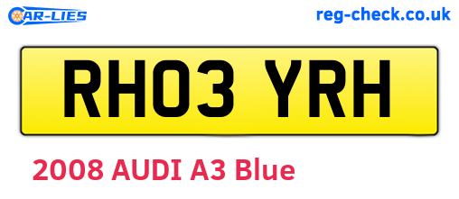 RH03YRH are the vehicle registration plates.